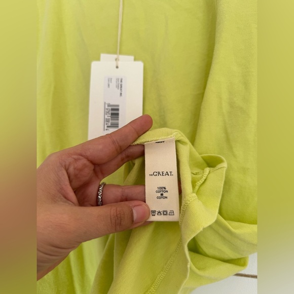 The GREAT. 2 Top The Little Tee in Lime Zest 100% cotton NWT - Picture 9 of 10
